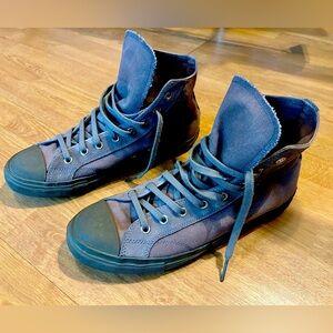 J. Lindeberg canvas mid-top sneakers with suede trim